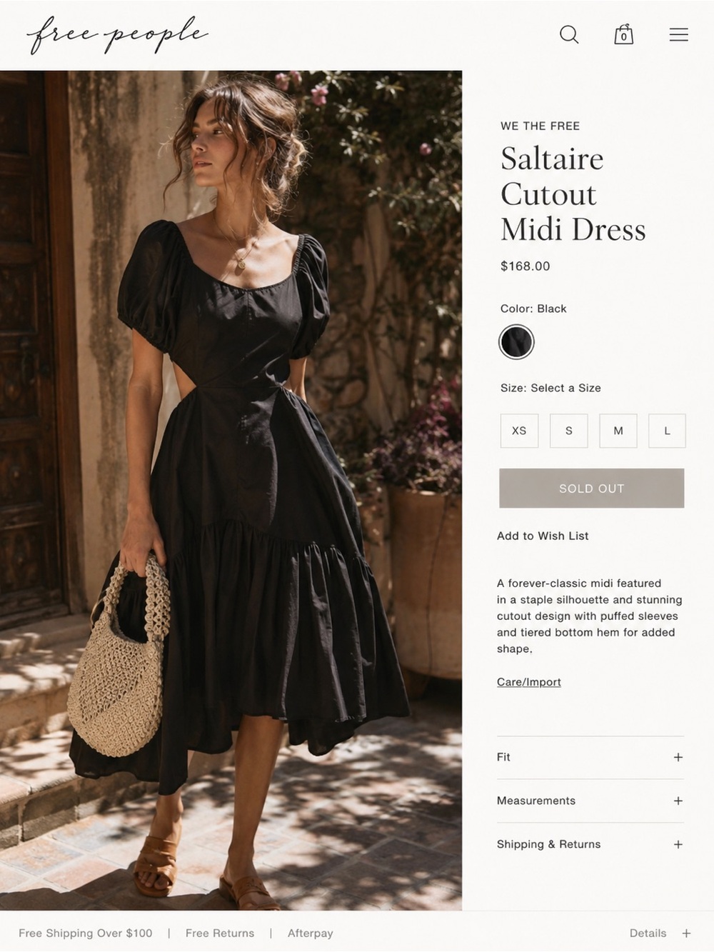 Free People Saltaire Cutout Midi Dress — Black